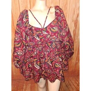 Cato Multicolor Floral Short Sleeve Sweetheart Neck Blouse Sz 18/20W